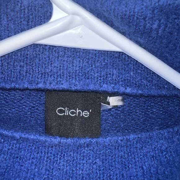 Lux Cliche' Wool Blend Color Block Mock Neck Cozy Sweater Size M - Picture 2 of 5